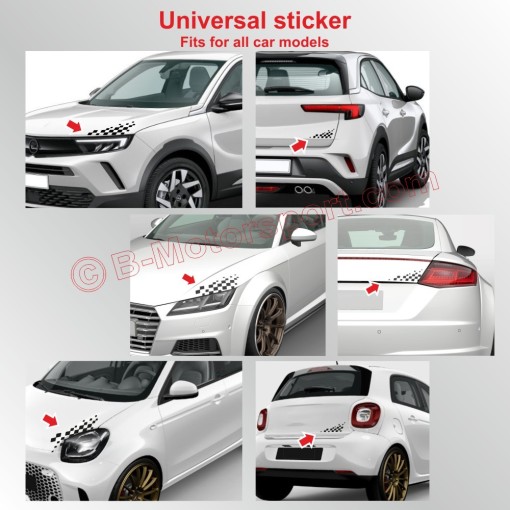 Chequered flag sticker decal for bonnet and rear trunk