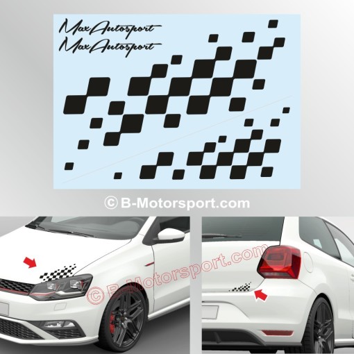 Chequered flag sticker decal for bonnet and rear trunk