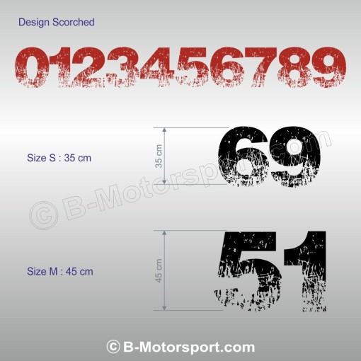 Racing number sticker in 2 copies - Torn look