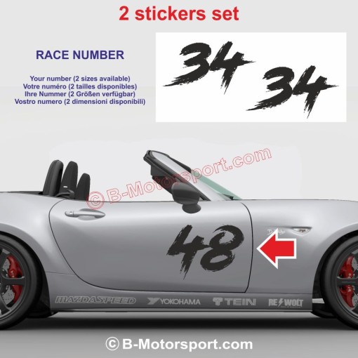 Racing number sticker in 2 copies - Rage look