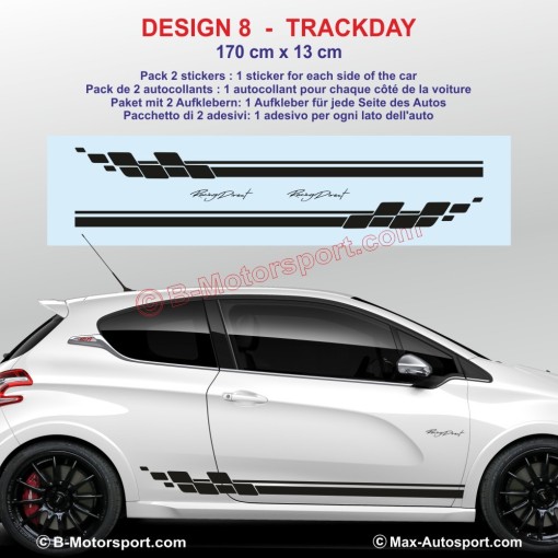 9 DESIGNS de kit autocollant bas de caisse pour PEUGEOT 208