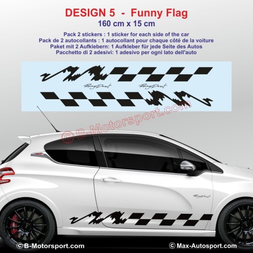 9 DESIGNS de kit autocollant bas de caisse pour PEUGEOT 208