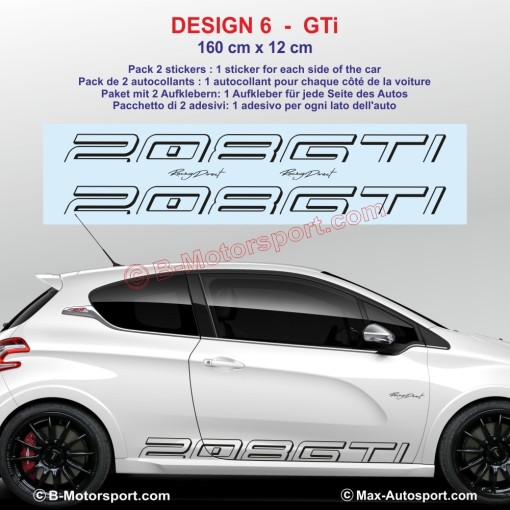 9 DESIGNS de kit autocollant bas de caisse pour PEUGEOT 208