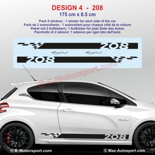 9 DESIGNS Adesivi da corsa per PEUGEOT 208