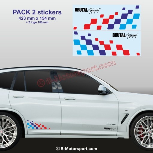 Sticker damier BMW coloris M-Power pour X1 X2 X3 X4 X5 X6 X7