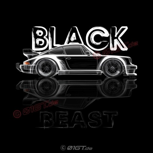 BLACK BEAST with 911 930 TURBO Männer T-Shirt