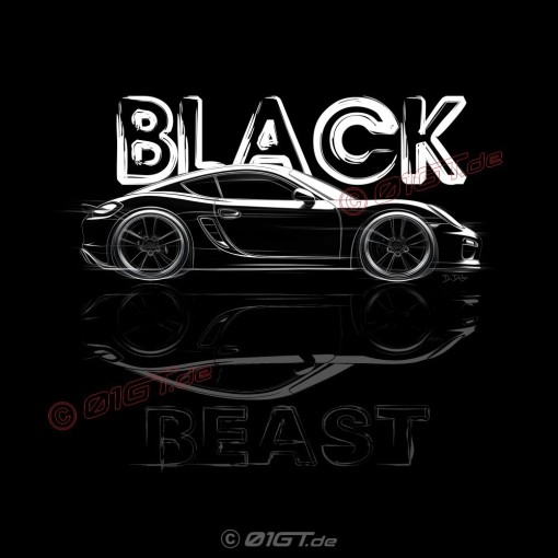 BLACK BEAST with Porsche CAYMAN men Tshirt