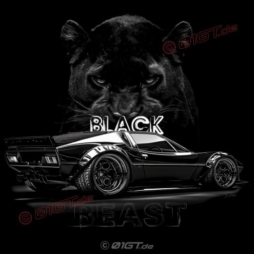 BLACK BEAST with DeTomaso PANTERA Tshirt homme