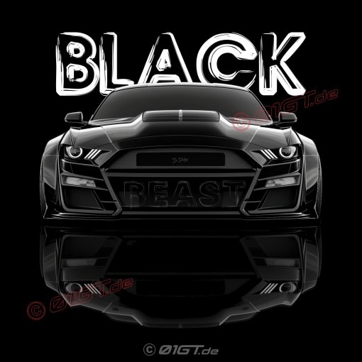 BLACK BEAST with Ford MUSTANG men Tshirt