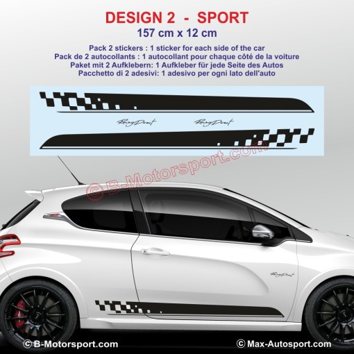 9 DESIGNS Adesivi da corsa per PEUGEOT 208