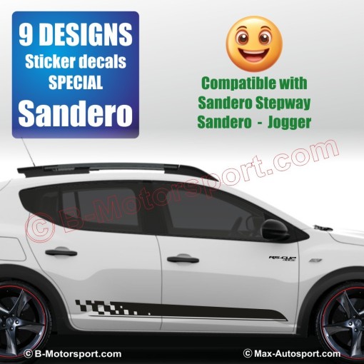 9 DESIGNS Seitenstreifen Aufkleber für DACIA Sandero