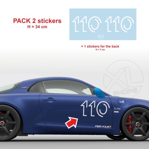 110 Racing number sticker in 3 copies for Alpine A110 - Type 3