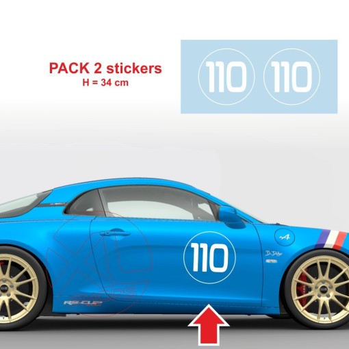 110 Racing number sticker in 2 copies for Alpine A110 - Type 2