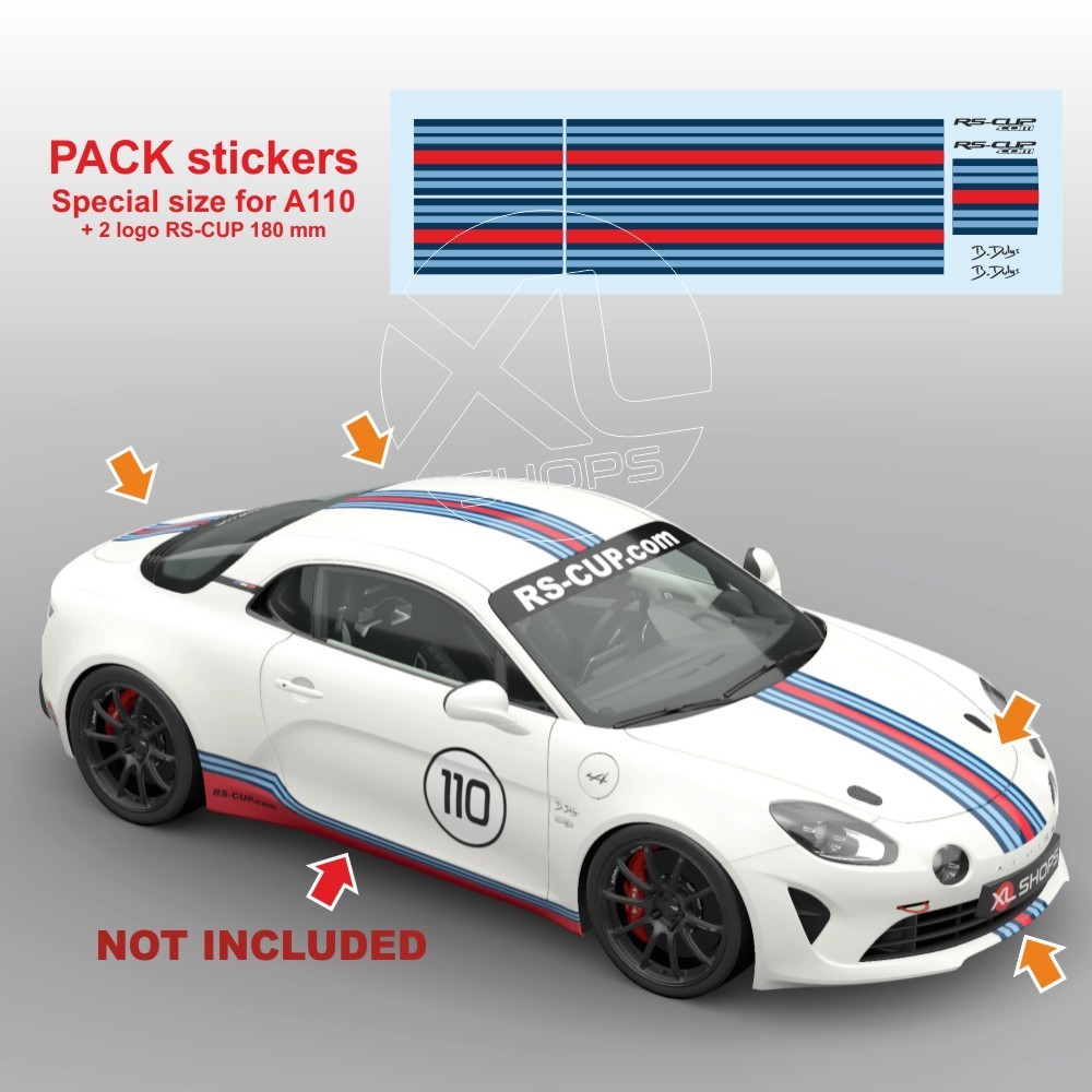 Streifen Aufkleber Martini style für Alpine A110 RS-CUP