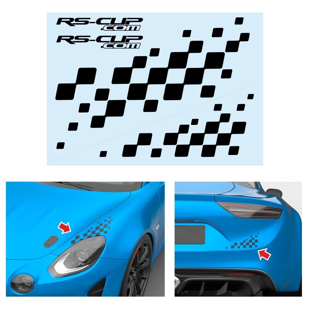 Chequered flag for A110 sticker decal for bonnet and rear trunk