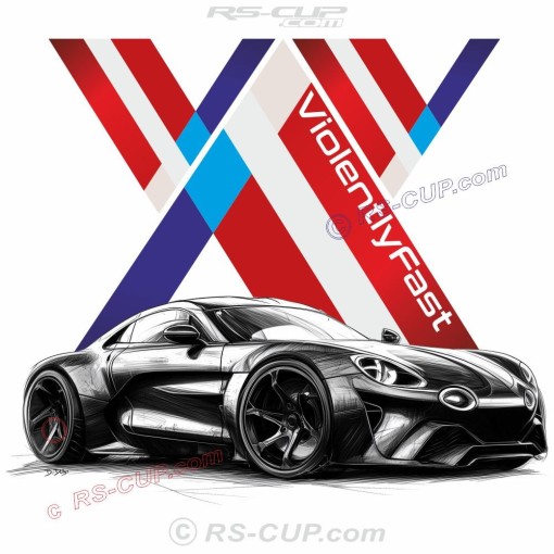 VIOLENTLY FAST A110 designer style men Tshirt with ALPINE A110