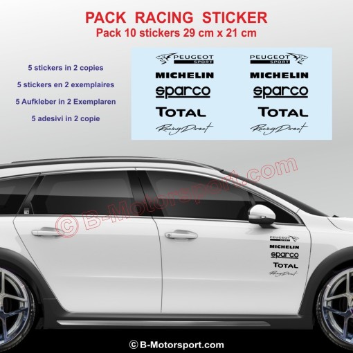 Pack of 10 PEUGEOT SPORT stickers - Design 2