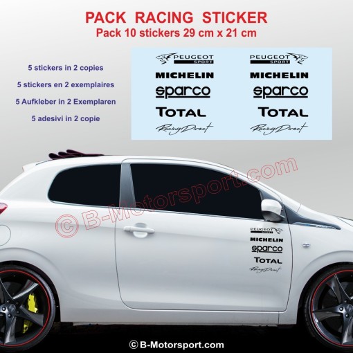 Pack of 10 PEUGEOT SPORT stickers - Design 2