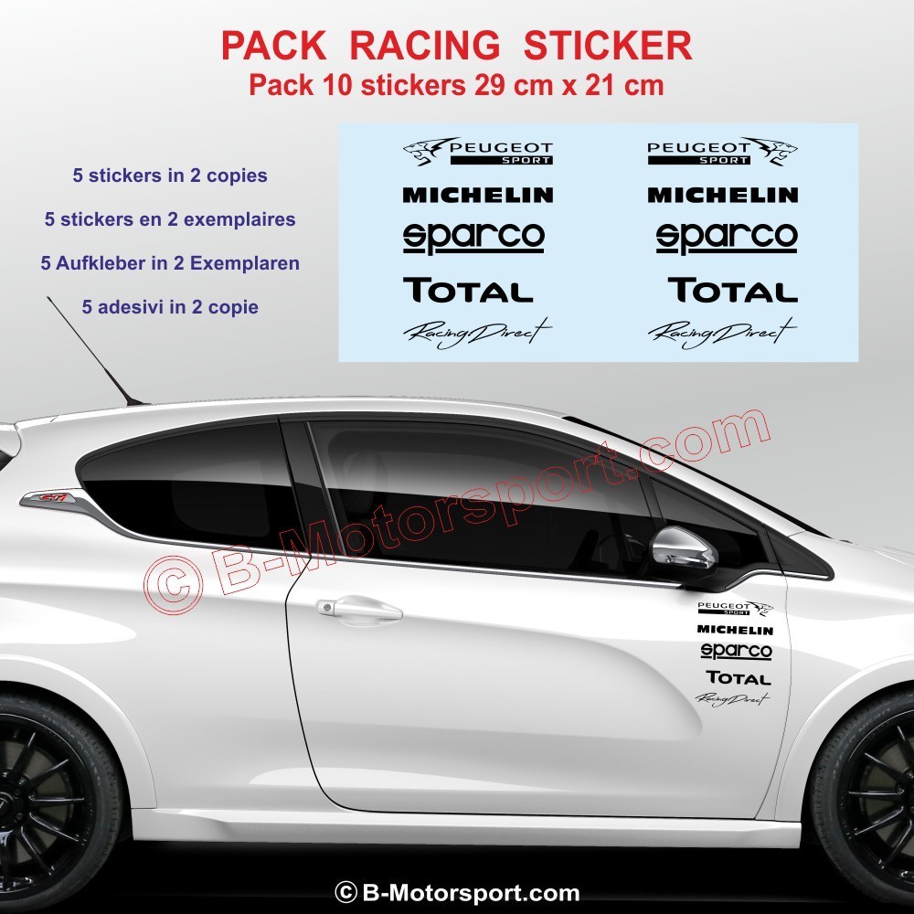 Pack of 10 PEUGEOT SPORT stickers - Design 2