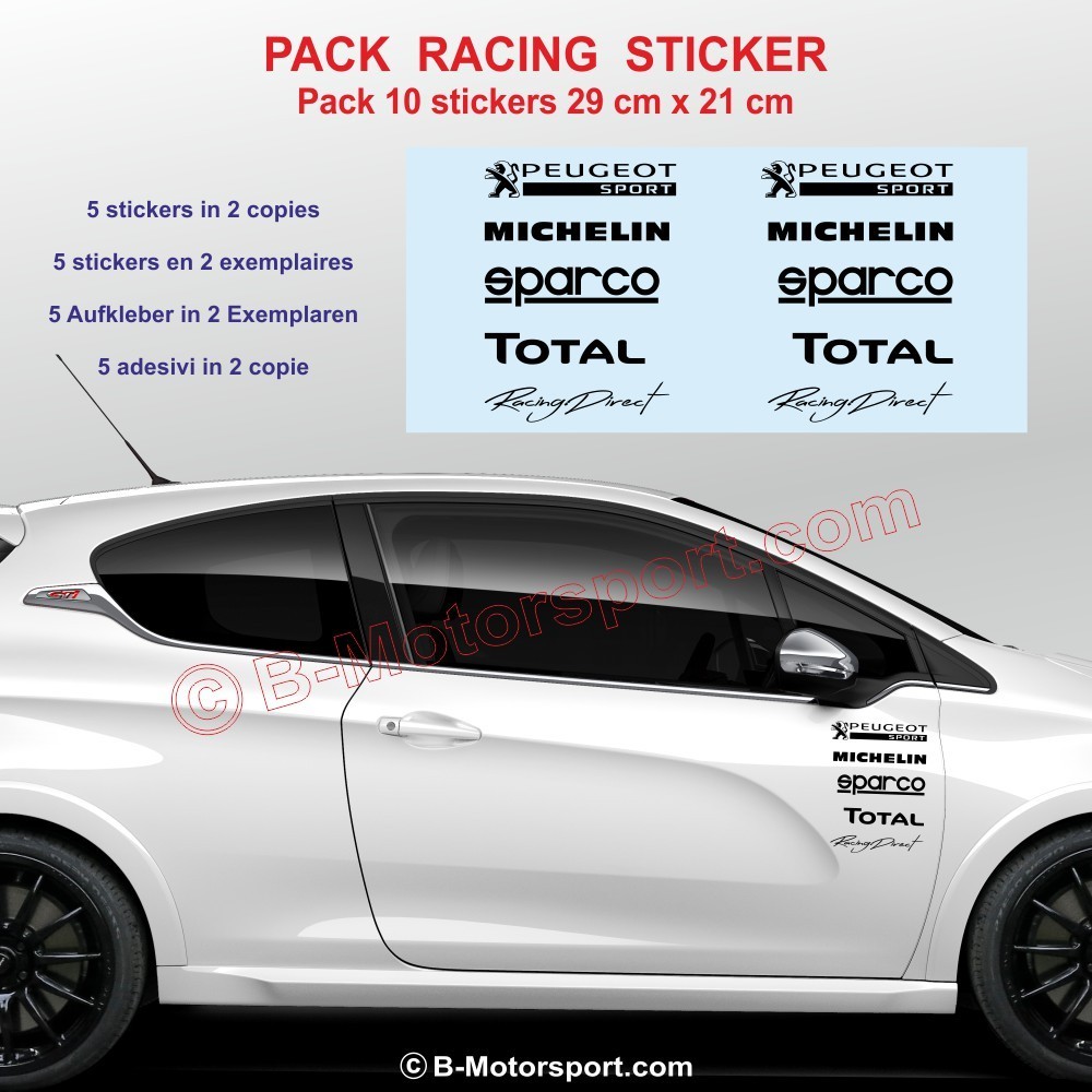 Pack 10 stickers PEUGEOT SPORT - Design 3