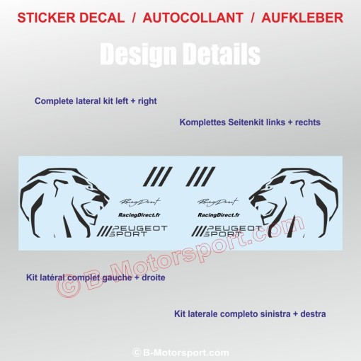 Kit adesivi decorazione laterale leone PEUGEOT SPORT