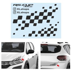 Autocollant pour DACIA damier de course pour le capot et le coffre arrière