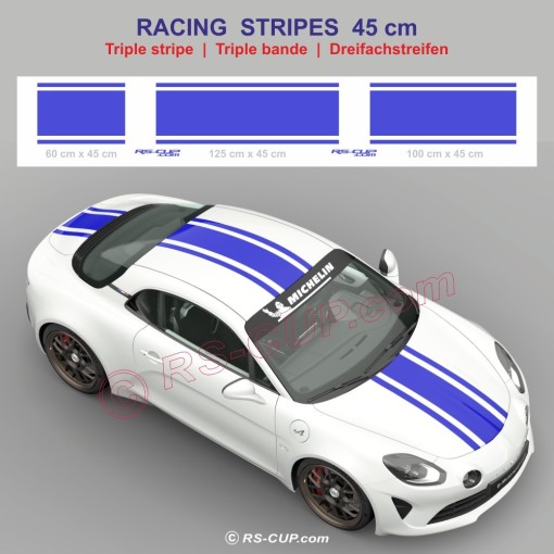 Kit sticker triple bandes 45 cm de large pour ALPINE A110