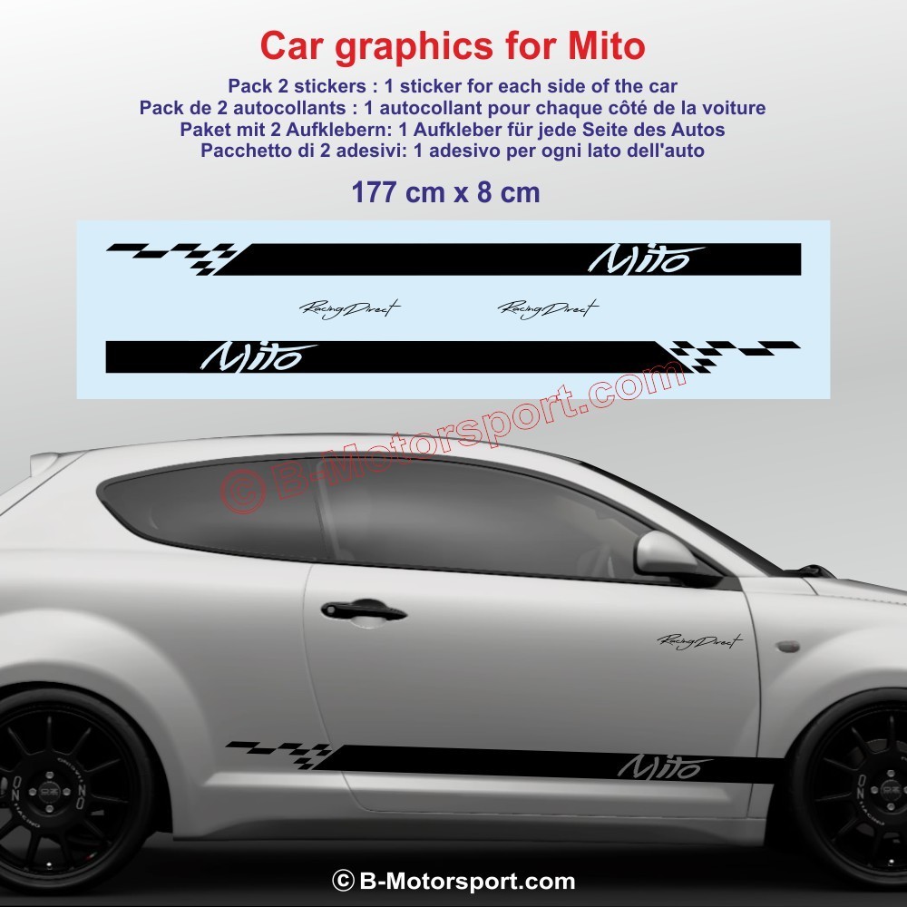 Sport side skirt sticker decals for ALFA ROMEO MITO - Type 1