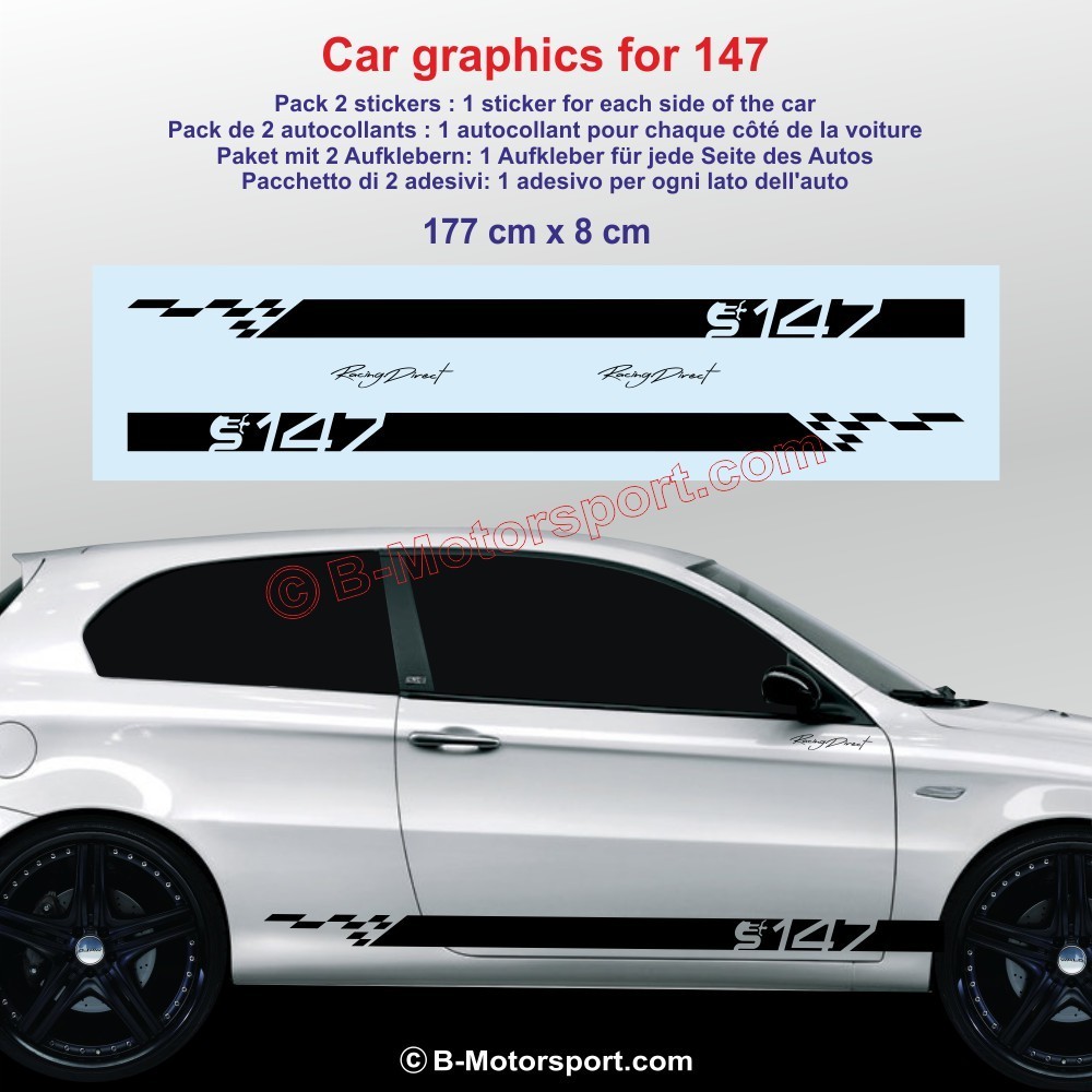 Sport side skirt sticker decals for ALFA ROMEO 147 - Type 1