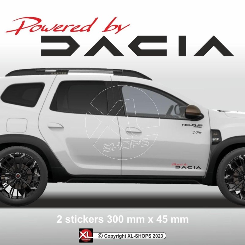 1 Satz mit 2 Powered by DACIA Aufkleber