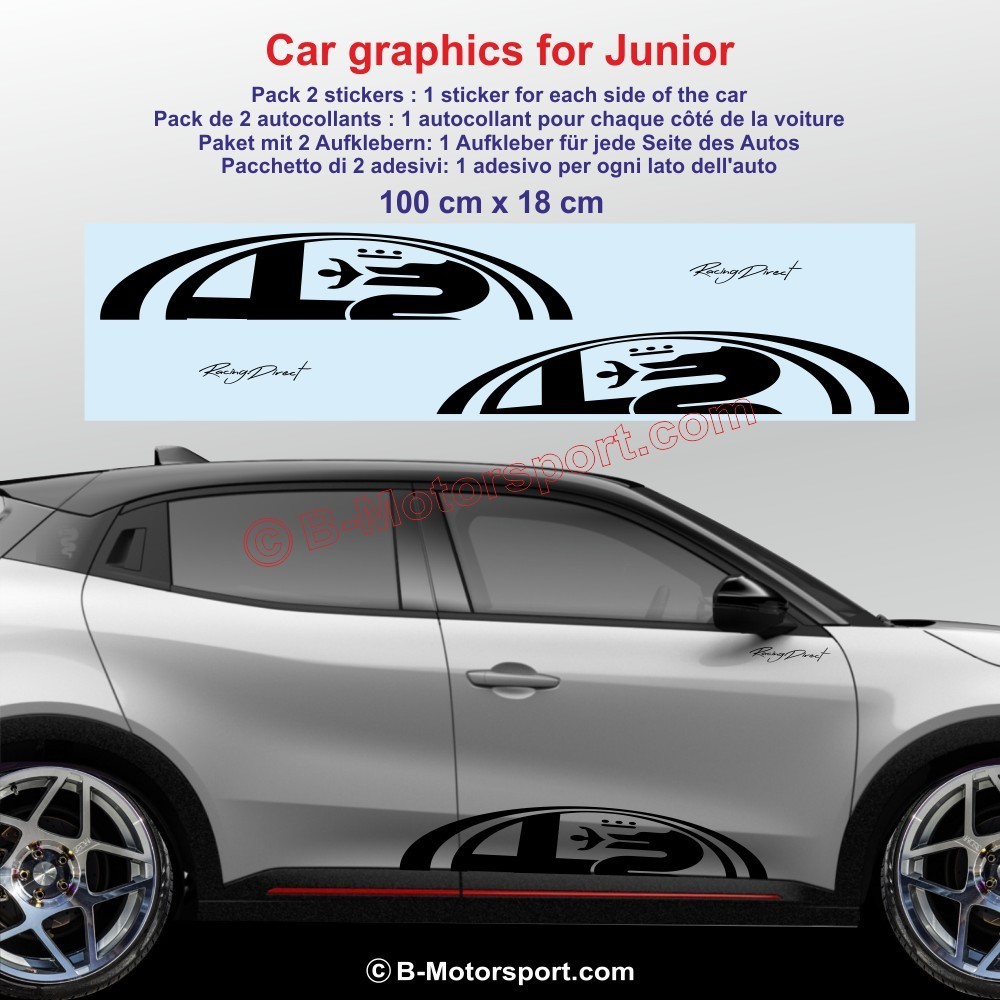 Sport side skirt sticker decals half logo ALFA ROMEO