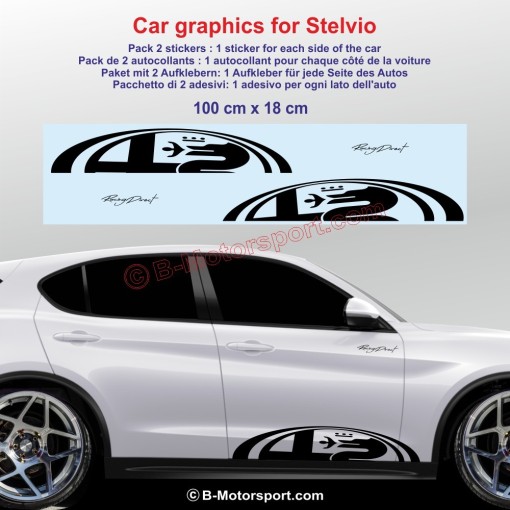 Sport side skirt sticker decals half logo ALFA ROMEO