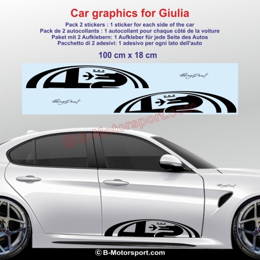 Sport side skirt sticker decals half logo ALFA ROMEO