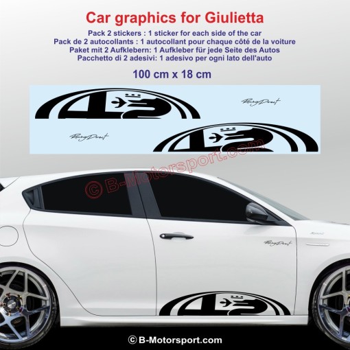 Sport side skirt sticker decals half logo ALFA ROMEO