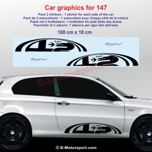 Sport side skirt sticker decals half logo ALFA ROMEO