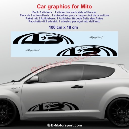 Sport side skirt sticker decals half logo ALFA ROMEO