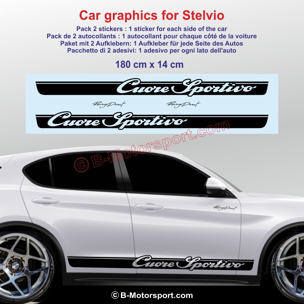 Sport side skirt sticker decals Cuore Sportivo for ALFA ROMEO Stelvio Giulietta 147