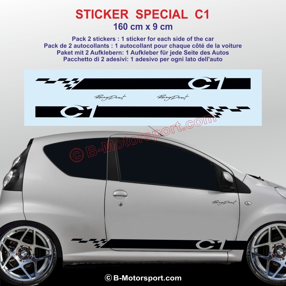 Sport side skirt sticker decals for CITROEN C1