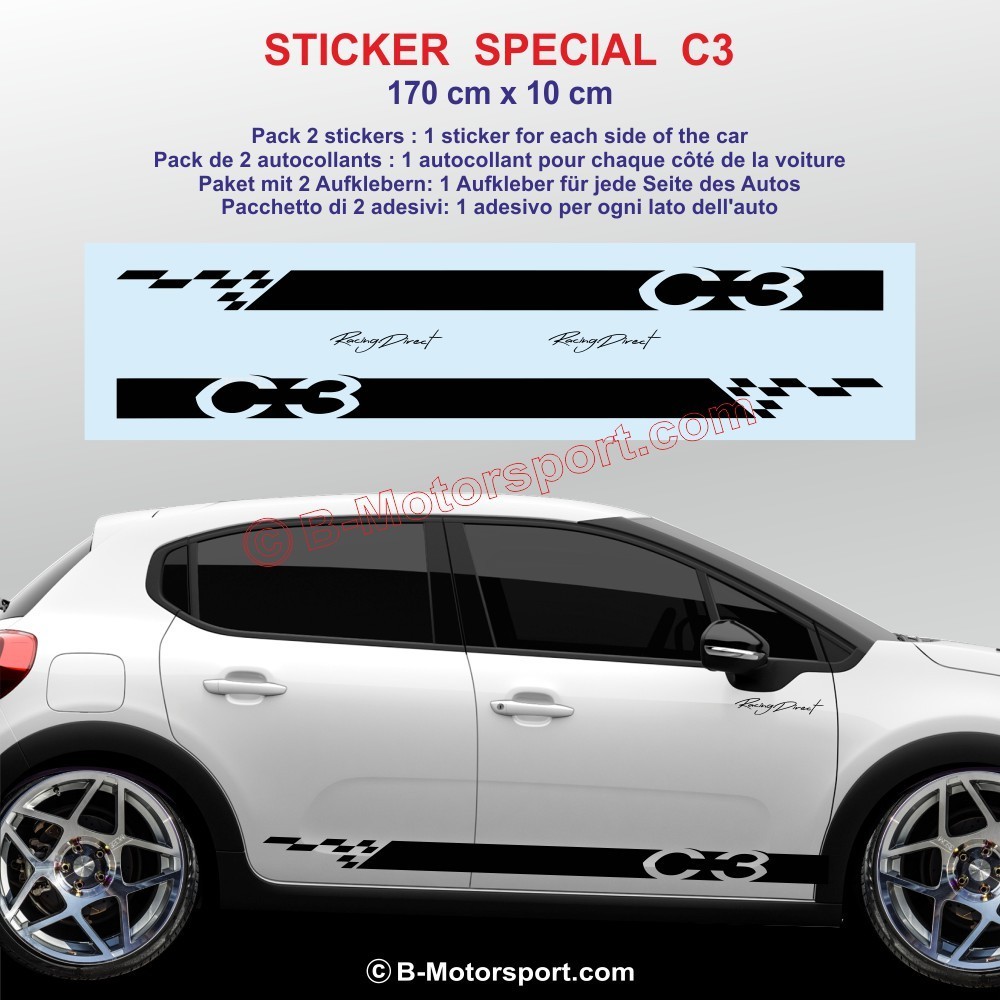 Sport side skirt sticker decals for CITROEN C3