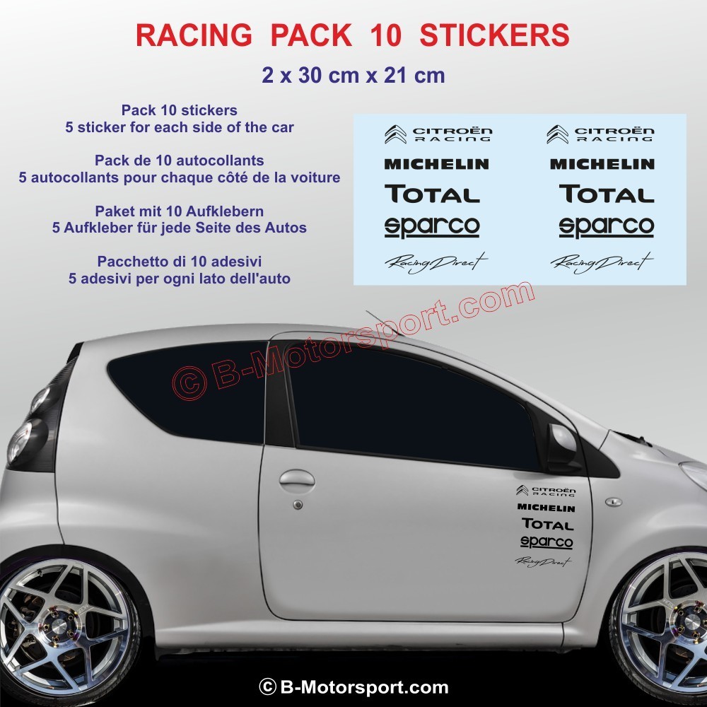Kit autocollant 10 stickers CITROEN RACING