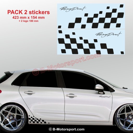 2 stickers damiers latéraux pour toutes CITROEN RACING