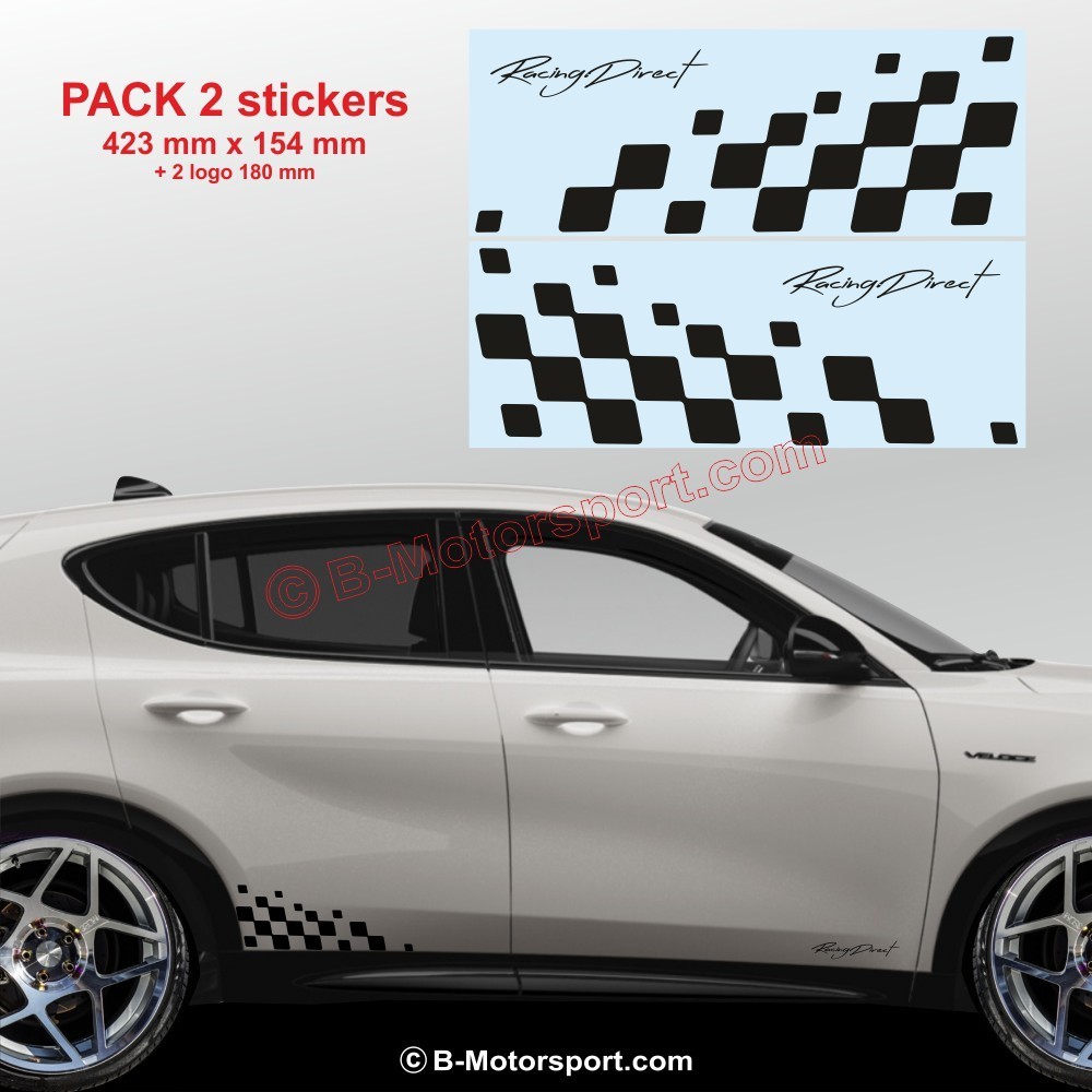 2 stickers damiers latéraux pour toutes ALFA ROMEO