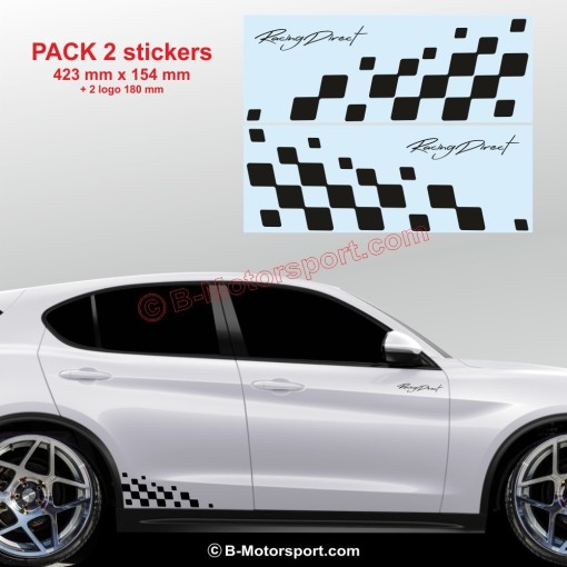 2 stickers damiers latéraux pour toutes ALFA ROMEO