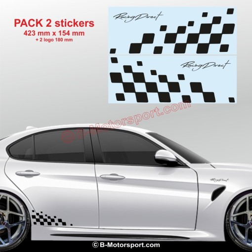 2 stickers damiers latéraux pour toutes ALFA ROMEO