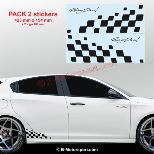 2 stickers damiers latéraux pour toutes ALFA ROMEO