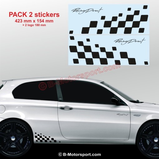 2 stickers damiers latéraux pour toutes ALFA ROMEO