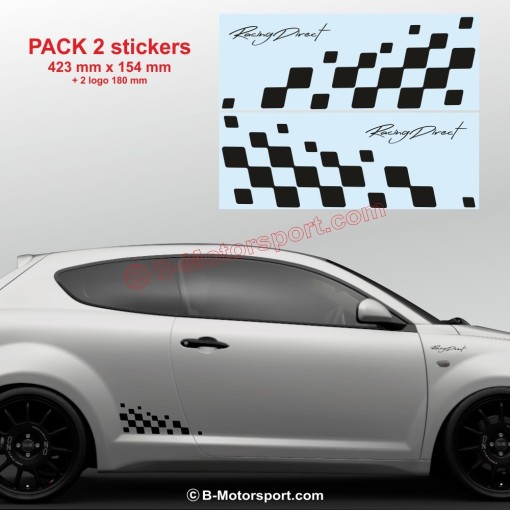 2 stickers damiers latéraux pour toutes ALFA ROMEO