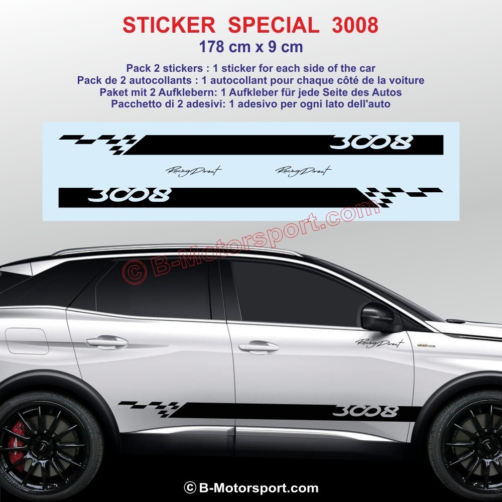 Sport side skirt sticker decals for PEUGEOT 3008