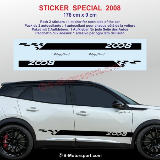 Sport side skirt sticker decals for PEUGEOT 2008