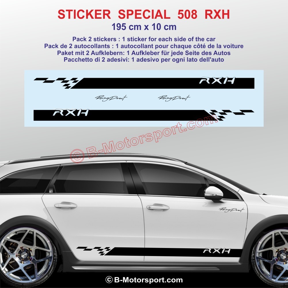 Sport side skirt sticker decals for PEUGEOT 508 RXH